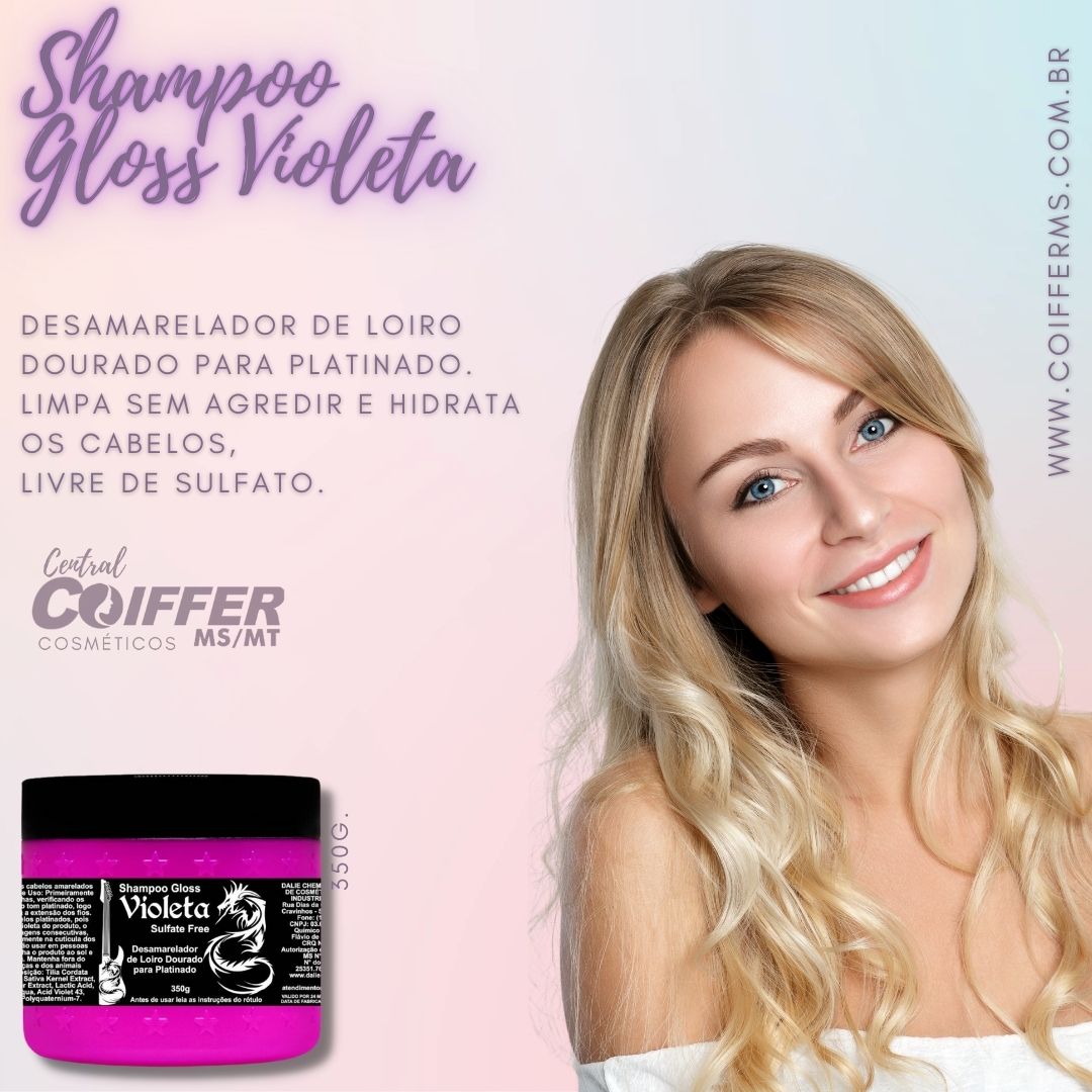 Shampoo Gloss Violeta 350g.  Coiffer Cód. 3455